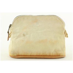 Hermès Toile Beige Bolide Cosmetic Pouch Make up